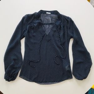 Delia's Navy Polka Dot Sheer Top/Blouse
